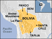 Will Bolivia's splits widen? Map:BBC