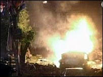 Scene at the bomb blast which killed 130. Photo: BBC