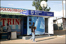 Thieves blew up the ATM in this steel shed in Olievenhoutbosch township Dec. 31, the 53rd such attack in South Africa last year. Photo: �Craig Timberg/ Washington Post