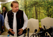Nawaz Sharif, leader of one of the two main Pakistani coalition parties, after declaring Monday in Islamabad that his party was leaving the government. Emilio Morenatti/Associated Press