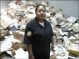 he police archives with information on the disappeared and the Guatemalan government's role in their disappearance might have been destroyed  had it not been for Police Officer Ana Corado who refused an order to destroy the records before they were identified and secured by human rights activists. Photo Ann Marie O'Connor/Washington Post