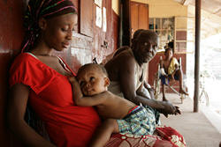 A woman and her baby at the government hospital in Makeni, Sierra Leone. In Sierra Leone one in five children die before age five&nbsp;and one in eight women die from pregnancy-related complications, according to the UN Children’s Fund Photo: Nancy Palus/IRIN