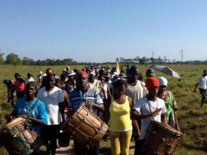 A Garífuna ceremony on lands stolen by organized crime networks in Honduras. Photo: OFRANEH.