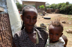 Workitu Tegenu and her children at their home near Welenchi. Photo: Colin Cosier/IRIN